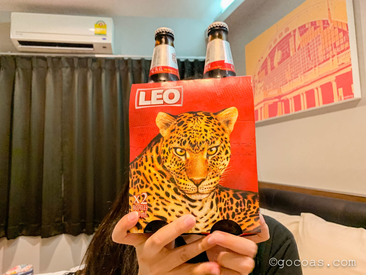 バンコクのコンビニで買ったヒョウのデザインのLEOビール