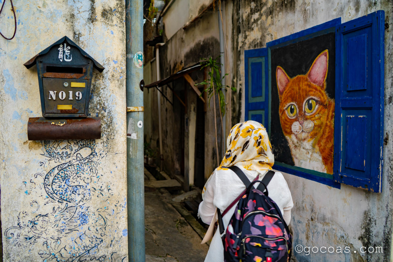 ペナン島の街中にあった猫のウォールアート